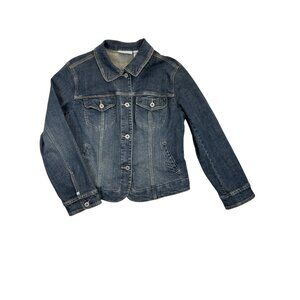 Chicos‎ Platinum Denim Jacket Womens Size 1 Blue Button Front
